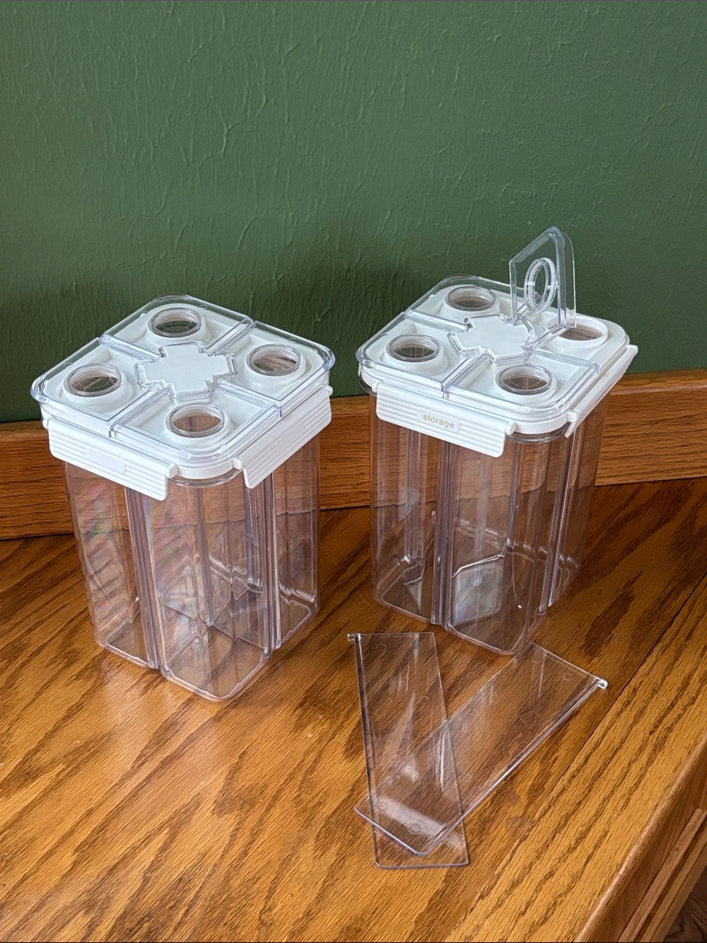 Clear White Plastic Modular Storage Canisters (Set of 2)